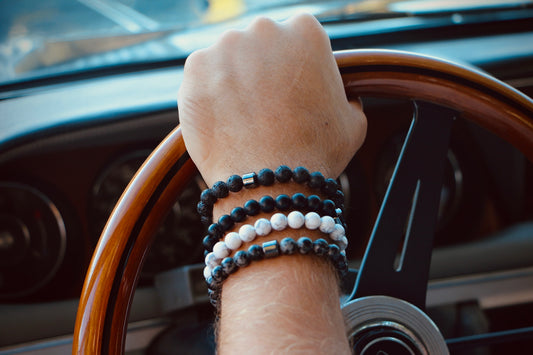 סט צמידי חרוזים לגבר - אלגנטי