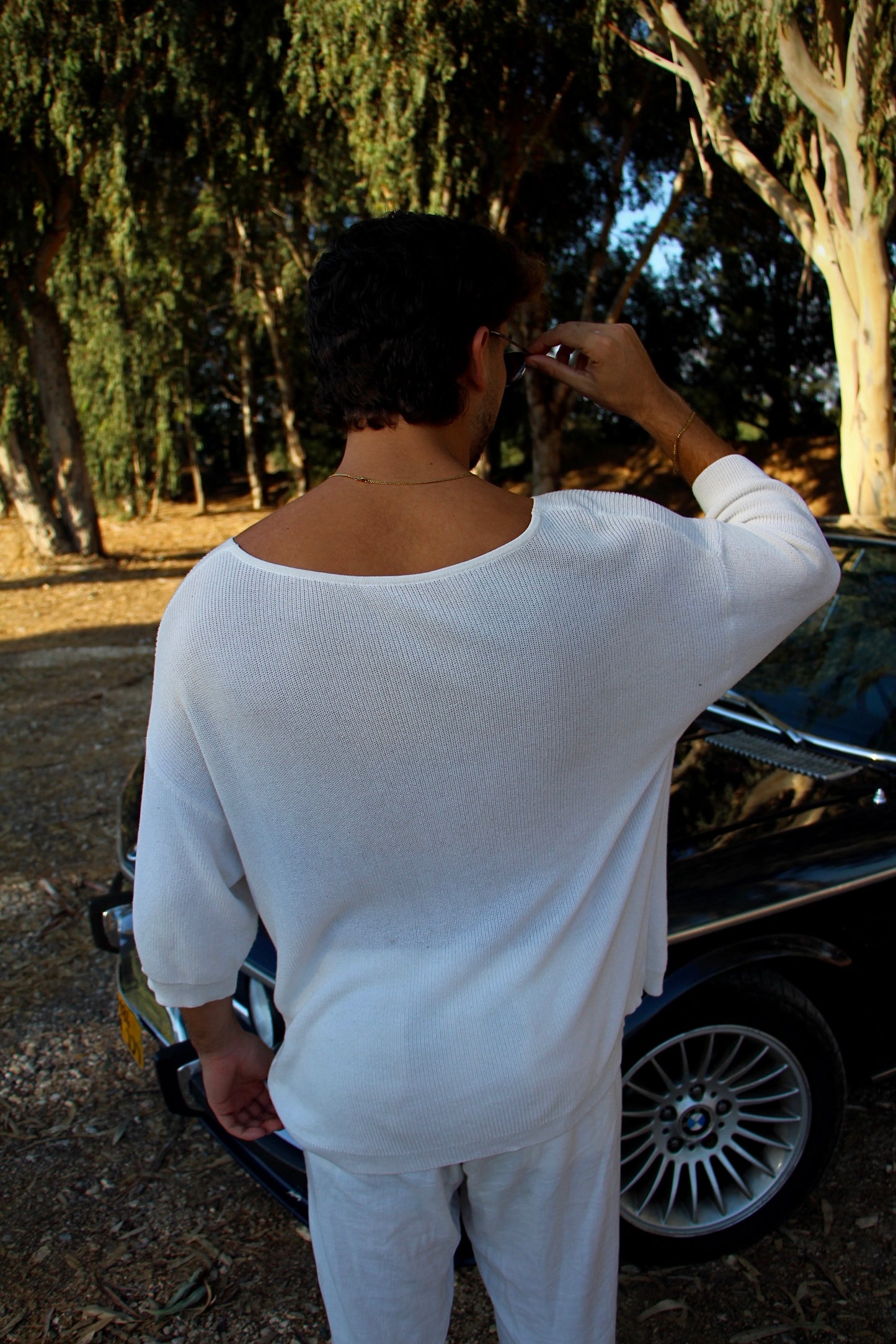 סריג לבן  || צאוורון פתוח סטייל מיקונוס