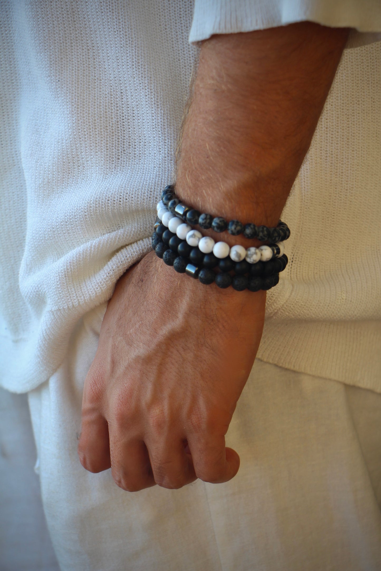 סט צמידי חרוזים לגבר - אלגנטי