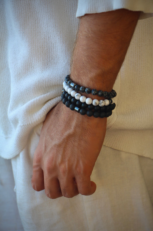 סט צמידי חרוזים לגבר - אלגנטי