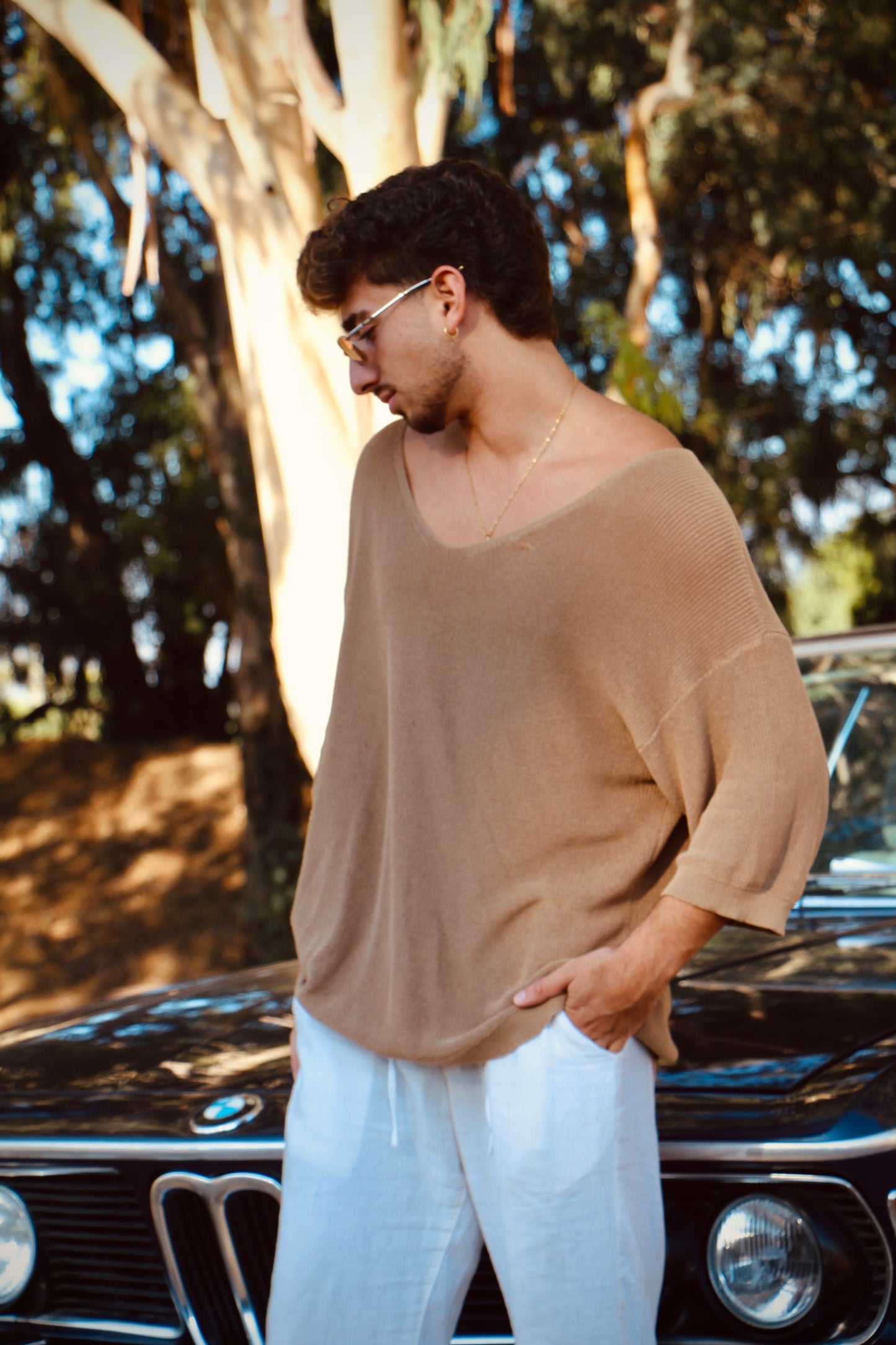 סריג בז'  || צאוורון פתוח סטייל מיקונוס